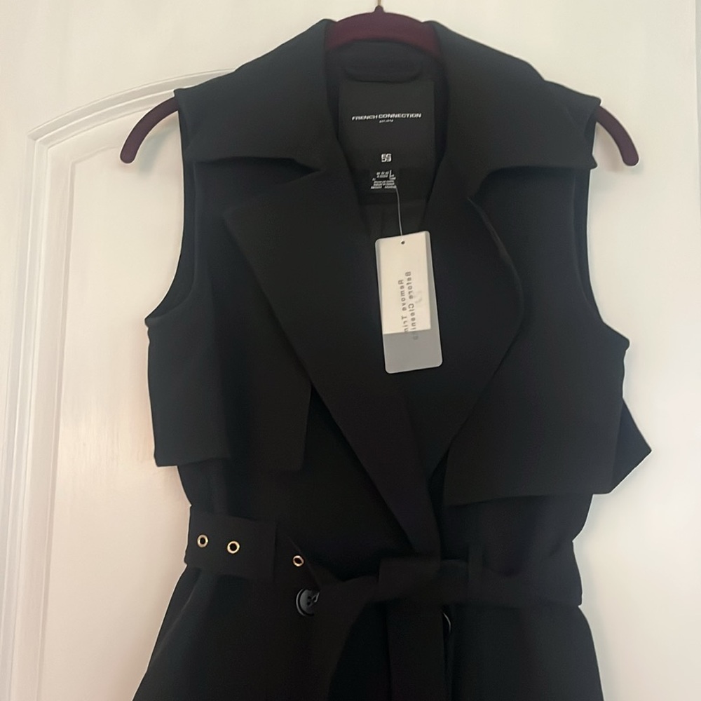 French connection, black trench coat dress. Size 0. Excellent  condition. New. - Picture 3 of 7